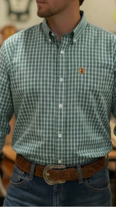 CAMISA MASCULINA TXC REGULAR MANGA LONGA XADREZ VERDE/LARANJA - comprar online