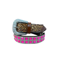 CINTO INFANTIL PEDRARIA ROSA LUXO BORDADO FLOR