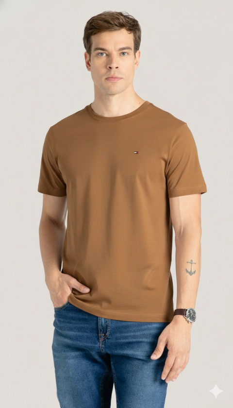 CAMISA MASCULINA MALHA TOMMY HILFIGER MARROM