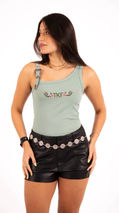 T-SHIRT REGATA FEMININA THANKFIELD 1 FIVELA BORDADA VERDE - comprar online