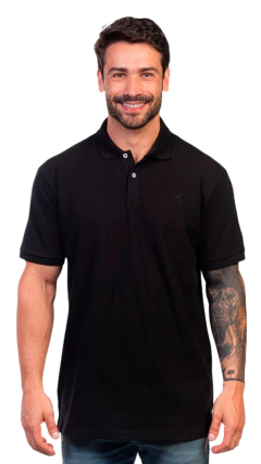 CAMISA X-SIZE POLO TXC MASCULINA MC REGULAR BORDADA PRETA