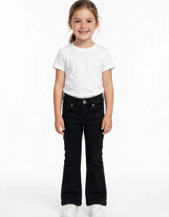 CALÇA TASSA INFANTIL FEMININA BOOT CUT PRETA - loja online
