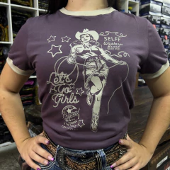 T-SHIRT FEMININA LETS GO GIRLS SELFF WESTERN VINHO - comprar online