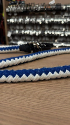 RÉDEA LÃ TRANÇADA AZUL BRANCO INOX SELARIA GUIMARÃES - SELARIA GUIMARÃES