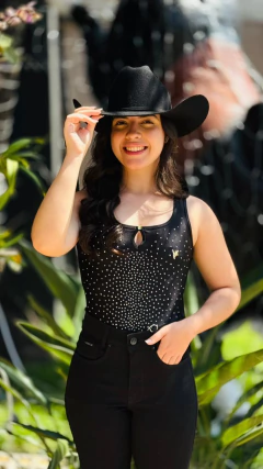 BODY REGATA MAVOLLE PRETO STRASS PROTEÇÃO SOLAR 50UV BS019