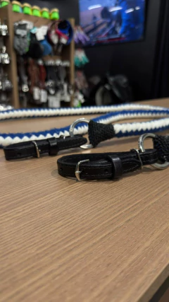 RÉDEA LÃ TRANÇADA AZUL BRANCO INOX SELARIA GUIMARÃES - comprar online