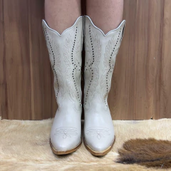 BOTA TEXANA VIMAR BICO FINO MILANO GELO RIBITE BORDADO ZÍPER - SELARIA GUIMARÃES