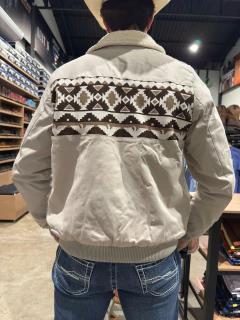 JAQUETA MASCULINA SELFF WESTERN FORRADA EM LÃ NAVAJO BEGE - SELARIA GUIMARÃES