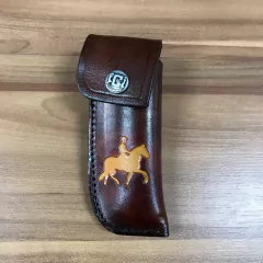 BAINHA PARA CANIVETE PEQUENA COURO LEGITIMO COWBOY NO CAVALO