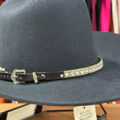 BANDINHA COURO LEGITIMO PEDRARIA PRATA DIAMANTADA COM STRASS - SELARIA GUIMARÃES