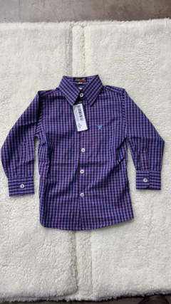 CAMISA MASCULINA INFANTIL XADREZ MANGA LONGA ROXO BORDO - comprar online