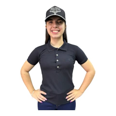 CAMISA GOLA POLO TXC FEMININA CUSTOM SLIM BORDADA PRETA - comprar online