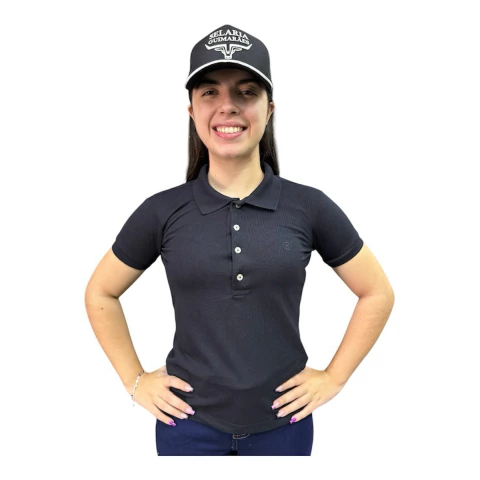 Camisa Polo TXC Feminina Custom Slim Bordada Preta