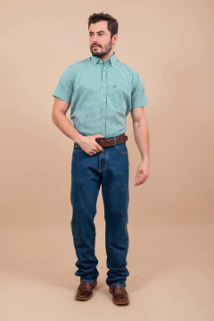 CAMISA TXC MASCULINA XADREZ MANGA CURTA VERDE BRANCO - loja online