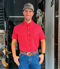 CAMISA TXC MASCULINA XADREZ CURTA VERMELHO BRANCO - comprar online