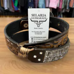 CINTO INFANTIL PEDRARIA PRATA LUXO COURO LEGÍTIMO CHARRUAS - loja online