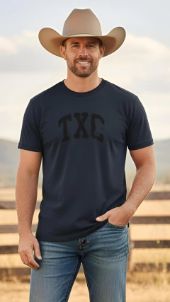 CAMISA TXC MASCULINA REGULAR MALHA MARINHO LOGO SILKADA