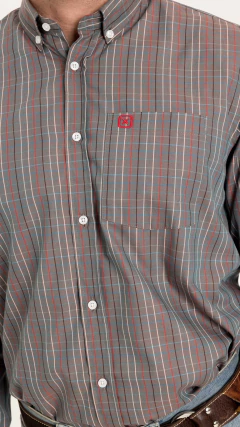 CAMISA MASCULINA TXC XADREZ MANGA LONGA TRICOLINE CINZA - comprar online