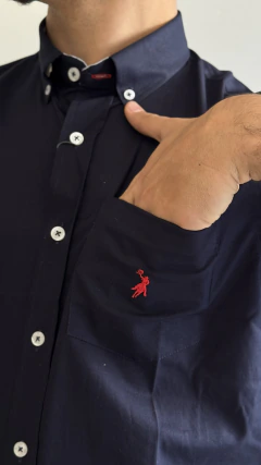Imagem do CAMISA MASCULINA MANGA CURTA AUSTIN WESTERN MARINHO BORDADA