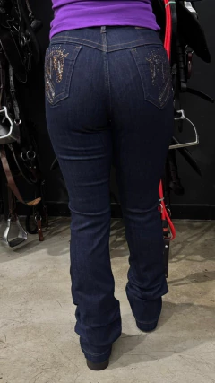 CALÇA FEMININA BUPHALLOS BOOTCUT CAVALO PREDRARIA BOLSO TRAS - loja online