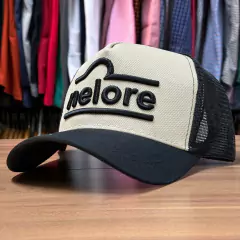 BONÉ NELORE BEGE E PRETO COM TELINHA PRETA BORDADO na internet