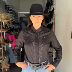 CAMISETE RADADE FEMININA BORADADA COM STRASS PRETA - comprar online