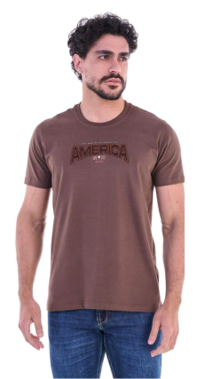 CAMISA MASCULINA OX HORNS MARROM BORDADA AMERICA - comprar online