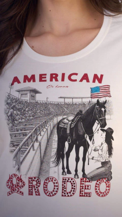 T-SHIRT OX HORNS FEMININA ESPANPADA COM STRASS RODEO CREME - comprar online