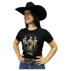 T-SHIRT FEMININA LADIES NIGHT SELFF WESTERN PRETA