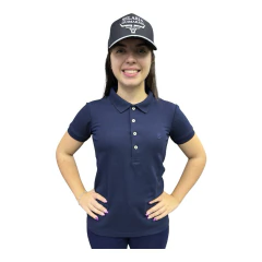 CAMISA GOLA POLO TXC FEMININA MARINHO SLIM CUSTOM BORDADO