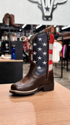 Imagem do BOTA TEXANA INFANTIL CANO BANDEIRA USA FLORAO - COURO