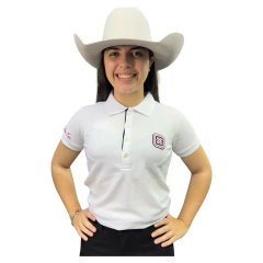 CAMISETA GOLA POLO TXC FEMININA SLIM CUSTOM BORDADO BRANCO