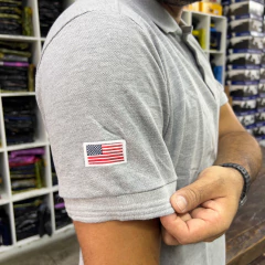 CAMISA MASCULINA GOLA POLO THANKFIELD MESCLA LOGO VERDE - loja online