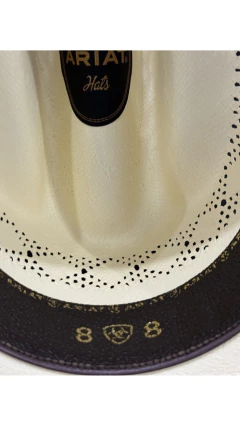 CHAPÉU ARIAT IMPORTADO PALHA 8X BANDINHA PRETA COM LOGO - SELARIA GUIMARÃES