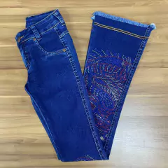 Imagem do CALÇA WEST COUNTRY INFANTIL BORDADO VERMELHO E AZUL NA BARRA