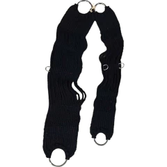 JOGO BARRIGUEIRA E CILHA LÃ CONJUGADA ARGOLAS INOX PRETA