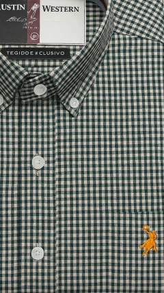 CAMISA MASCULINA MANGA LONGA AUSTIN WESTERN XADREZ AZUL - loja online