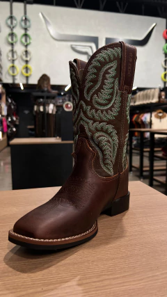 BOTA TEXANA FEMININA COURO LEGITIMO BORDADO RED DOG CAFÉ - loja online