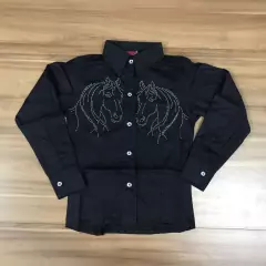 CAMISETE INFANTIL FEMININA PRETA LUXO PEDRARIA PRATA