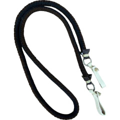 RÉDEA LÃ TRANÇADA MARROM E PRETO CHARRUA DE COURO E BIQUEIRA