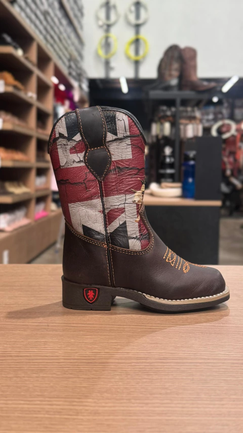 BOTA TEXANA INFANTIL CANO ESTAMPADO TOURO FLORAO