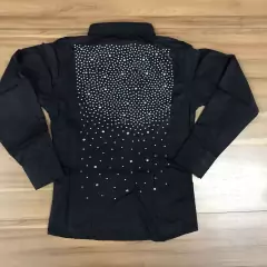 CAMISETE INFANTIL FEMININA PRETA LUXO PEDRARIA PRATA - SELARIA GUIMARÃES