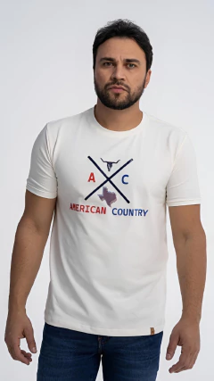 CAMISA AMERICAN COUNTRY MASCULINA BASICA CREME SILKADA