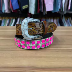 CINTO INFANTIL PEDRARIA ROSA LUXO BORDADO GALHOS - SELARIA GUIMARÃES