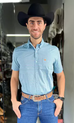 CAMISA RADADE MANGA CURTA XADREZ AZUL BRANCO VERMELHO