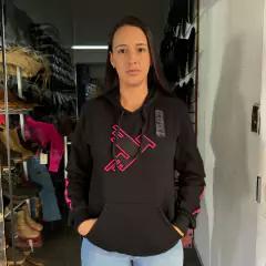 MOLETOM FEMININO THANKLFIELD PRETO PINK FLANELADO COM CAPUZ - comprar online