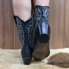 BOTA TEXANA VIMAR BICO FINO PRETO RIBITES BORDADO na internet