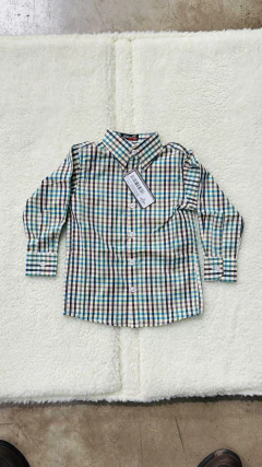 CAMISA MASCULINA INFANTIL XADREZ MANGA LONGA VERDE AZUL - comprar online
