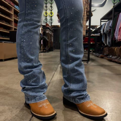 CALÇA FEMININA STABULOS BOOTCUT PEDRARIA PERNAS / BOLSO TRAS