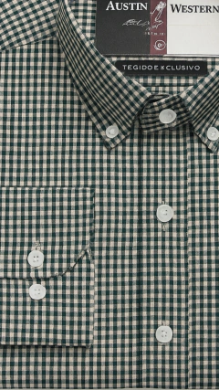 Imagem do CAMISA MASCULINA MANGA LONGA AUSTIN WESTERN XADREZ AZUL